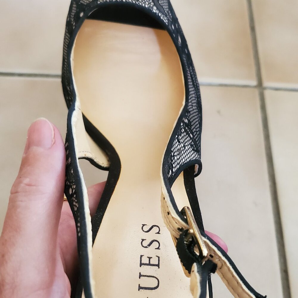 GUESS Black Lace Peep Toe Heels – Size 10 – NWOT - Picture 10 of 15